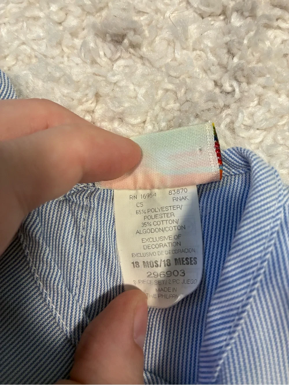 Vintage 90s Baby Doll Blue Striped Dress 18 mo